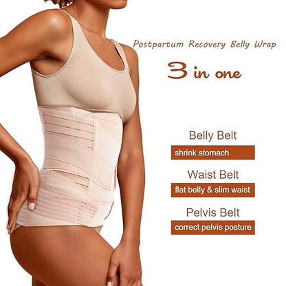 Premium Quality 3-in-1 Postpartum Belly Wrap For Womens